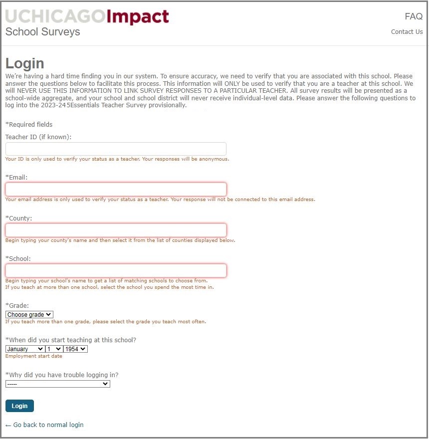 Teacher Provisional Login